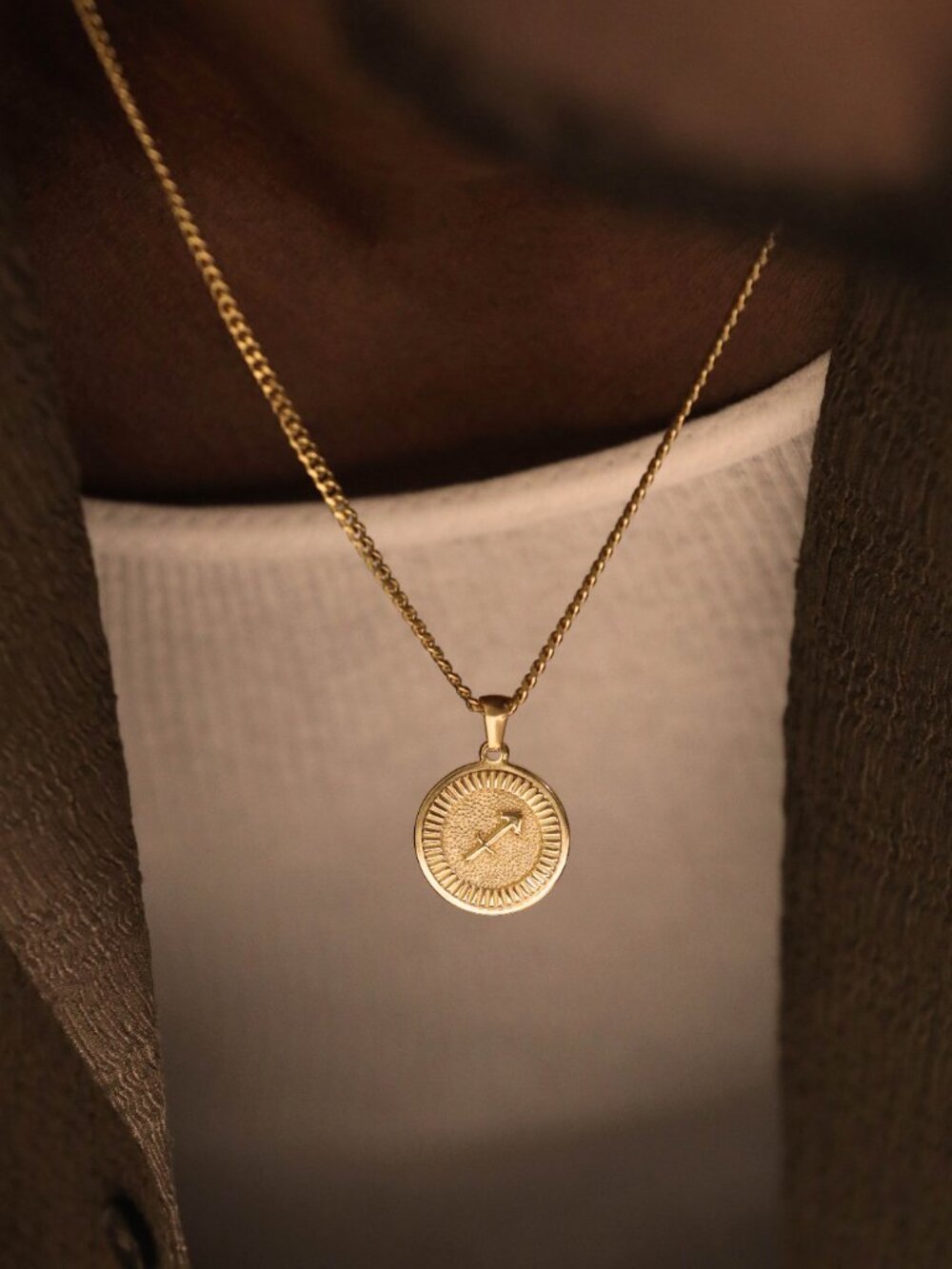 Men's Gold Sagittarius Pendant Necklace